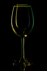 beautiful glass of wine on a black background