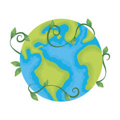 world planet earth with climbing plant