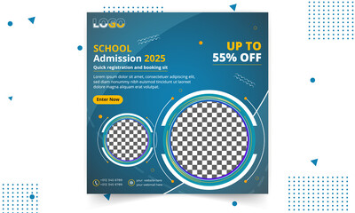 School education admission social media post & web banner design vector 