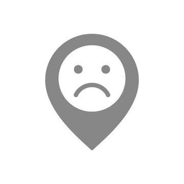 User Profile with Sad Face Grey Icon. Sad Rating, Dislike
