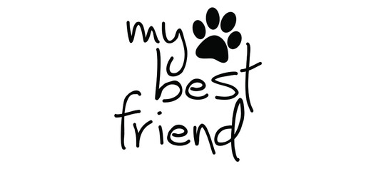 Slagan i love my dog or cat. Cartoon line pattern. Dog's or cats footprint, Funny vector dog quote signs. Lovers silhouette. Animals day Funny footsteps or steps. Pet paw step slogans - obrazy, fototapety, plakaty