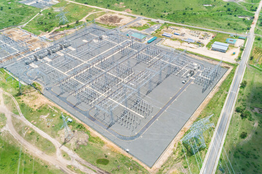 Aerial view of a power substation in Kajiado, Kenya