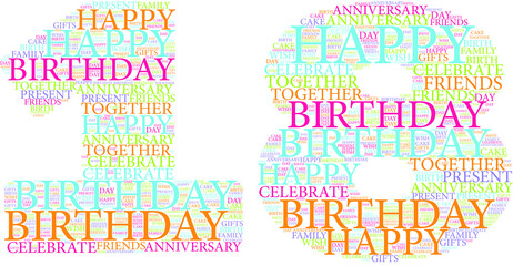 word cloud 18 birthday word concept