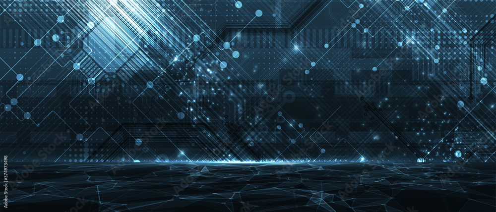 Wall mural abstract tech background. futuristic technology interface