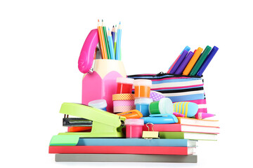 School supplies isolated on white background
