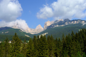 Fototapeta premium Along the cycleway of Fassa valley, Dolomites