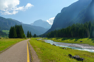 Along the cycleway of Fassa valley, Dolomites