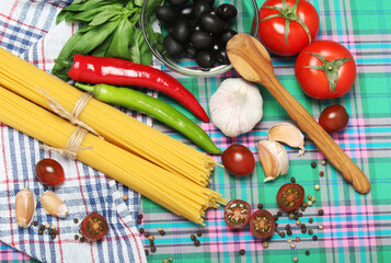 Ingredients for traditional Italian pasta