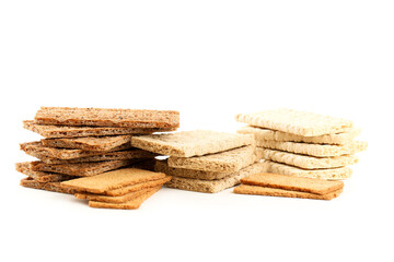 Rye crispbread isolated on white background