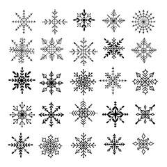 Vector set of snowflakes. Icon, template, design. New Year or winter items. Isolated on white background snowflakes. EPS 10