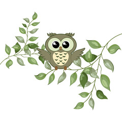 Cute woodland forest animal owl. Vector illustration EPS10