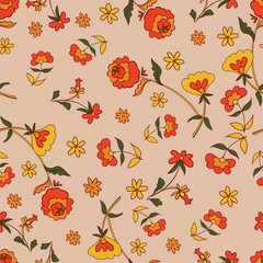 Vintage flowers background print for textile beautiful illustration for the fabric design ornament pattern seamless vector