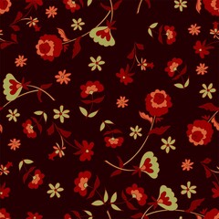 Vintage flowers background print for textile beautiful illustration for the fabric design ornament pattern seamless vector