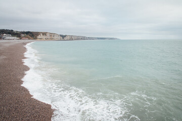 plage et falaises de Normandie. Mer et plage. océan atlantique en Normandie. Falaise de Caux. Fécamp