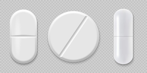 3d Realistic White Medical Pill