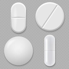3d Realistic White Medical Pill.