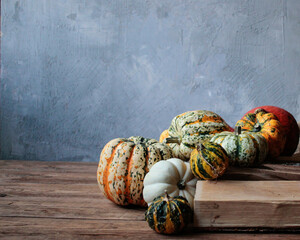 pumpkin on a wooden table