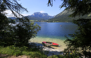 Lake Altausseer see and mount Sandling, Ausseerland, Styria, Alps, Austria