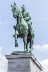 Fototapeta premium Equestrian statue of King Albert I. Mont des Arts dedicated to memory of Albert I, known as 