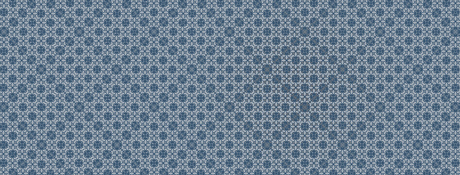 Fototapeta Wzór styl orientalny symetryczny geometryczny mozaika kwiatowy granatowy szary biały