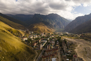 Naklejka premium Tyrnyauz is a city in the mountains of Russia