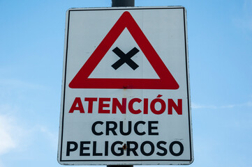 warning sign on a road