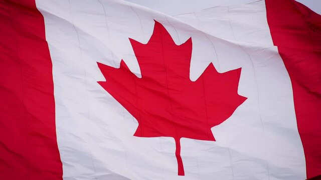 Canadian flag blowing in the wind