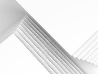 Abstract white background, geometric pattern of paper overlapping squares and shadows. 3d render illustration