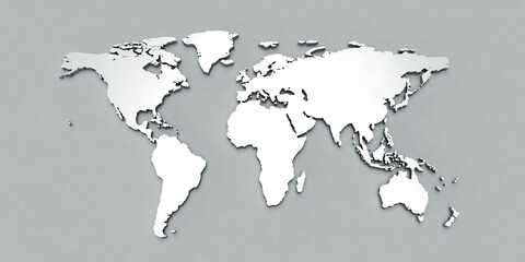Fototapeta na wymiar World map metal silver texture. 3D illustration