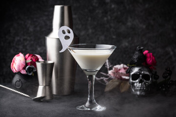 Halloween drink Liquid ghost. Coconut cocktail