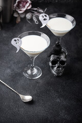 Halloween drink Liquid ghost. Coconut cocktail
