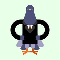 Dove businessman. pigeon boss. City bird vector illustration