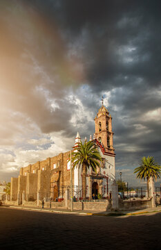 Mexican church in a small town of Aguascalientes, Mexico, in a modest interpretation of Baroque art