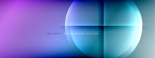 Vector abstract background - circle and cross on fluid gradient with shadows and light effects. Techno or business shiny design templates for text