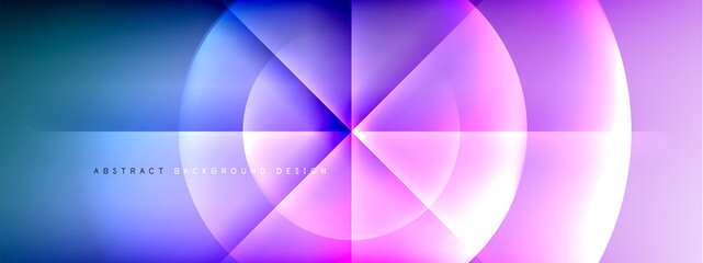 Vector abstract background - circle and cross on fluid gradient with shadows and light effects. Techno or business shiny design templates for text