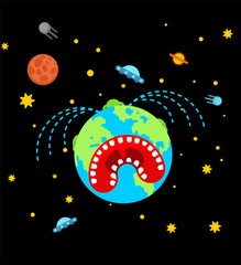 Naklejka premium Planet earth is crying. planet is in pain