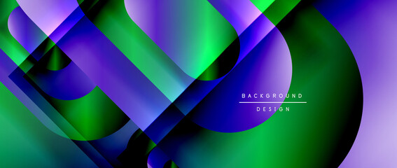 Vector geometric abstract background with lines and modern forms. Fluid gradient with abstract round shapes and shadow and light effects