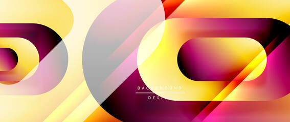 Vector geometric abstract background with lines and modern forms. Fluid gradient with abstract round shapes and shadow and light effects
