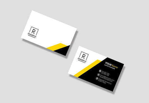 Minimal Creative Business Card with Yellow Accents