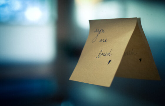 Love note left on a mirror saying You are Loved