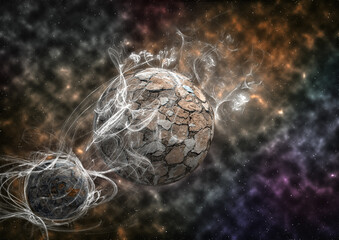 planets nebula and star system illustration 