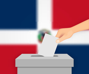 Dominican Republic election banner background. Ballot Box with b Template for your design - obrazy, fototapety, plakaty