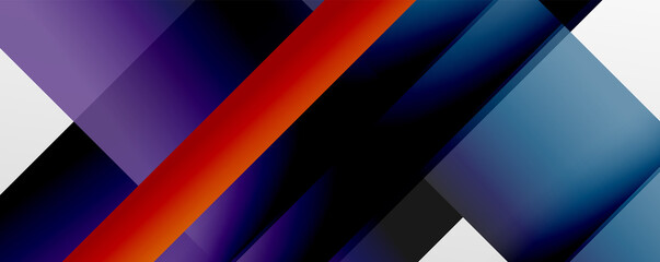 Geometric abstract backgrounds with shadow lines, modern forms, rectangles, squares and fluid gradients. Bright colorful stripes cool backdrops