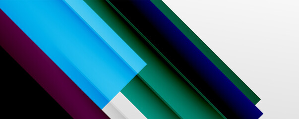 Geometric abstract backgrounds with shadow lines, modern forms, rectangles, squares and fluid gradients. Bright colorful stripes cool backdrops