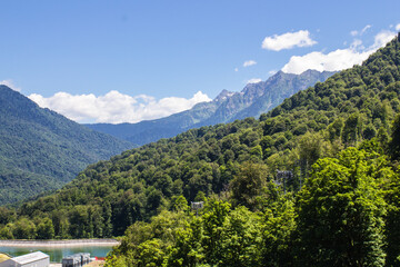 summer landscapes of the Caucasus mountains in Rosa Khutor, Sochi