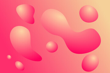 Shades of pink and cream abstract background with gradient liquid blobs