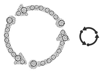 Vector rotation direction composition is made of random recursive rotation direction elements. Recursive composition for rotation direction.