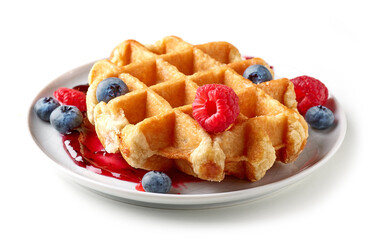belgian waffle with fresh berries
