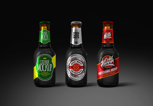 Oatmeal Stout Beer Bottle Mockup Set