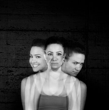 Girl with happy,neutral,sad,emotions- Mulitple exposures